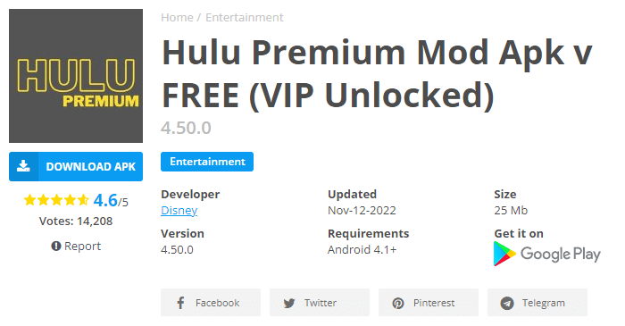 Hulu MOD APK Premium Subscription